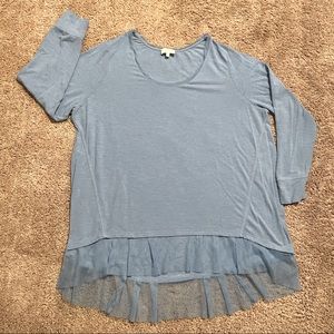 Light Weight Sweater with Mesh Trim